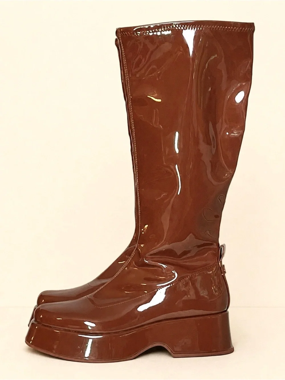 Circus by Sam Edelman Sepia Brown Patent Platform Knee-High Boots | 8 | NWOT